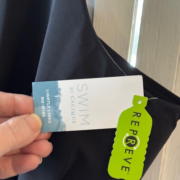 NWT Lane Bryant Cacique Black No-Wire Pleated Swim One-Piece Size 30 - Picture 7 of 12